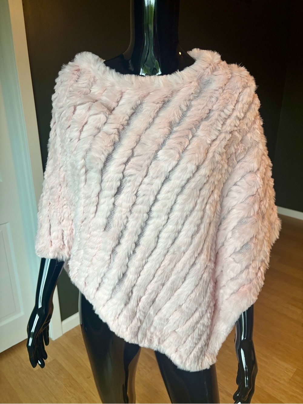 Christopher & Banks Soft Pink Fur Women's Sweater Poncho